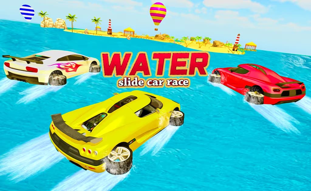 Water Slide Car Race - Water Surfing Stunts