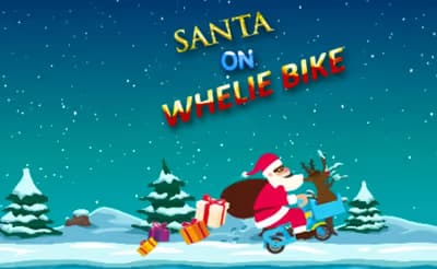 Santa On Wheelie Bike