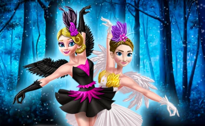 Ellie and Annie Black Swan and White Swan