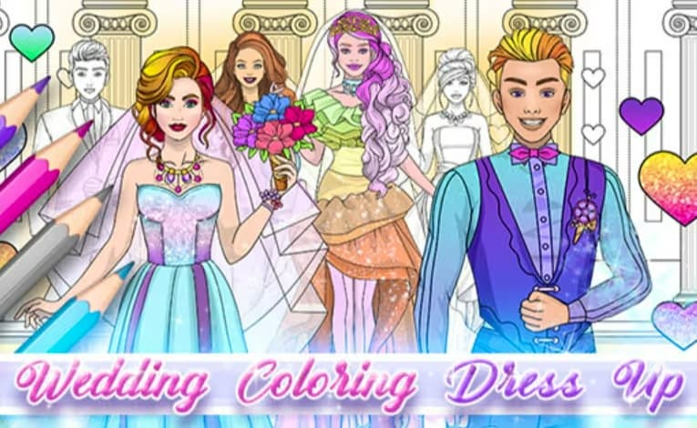 Wedding Coloring Dress Up Game